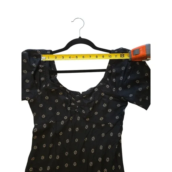 Madewell Size 0 Black Sweetheart Puff-Sleeve‎ Midi Dress New With Tags - Picture 10 of 14